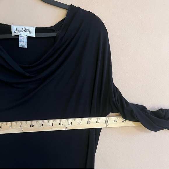Joseph Ribkoff VTG Black Draped Front Top 3/4 Sleeves size 8 Made in USA - Picture 6 of 13